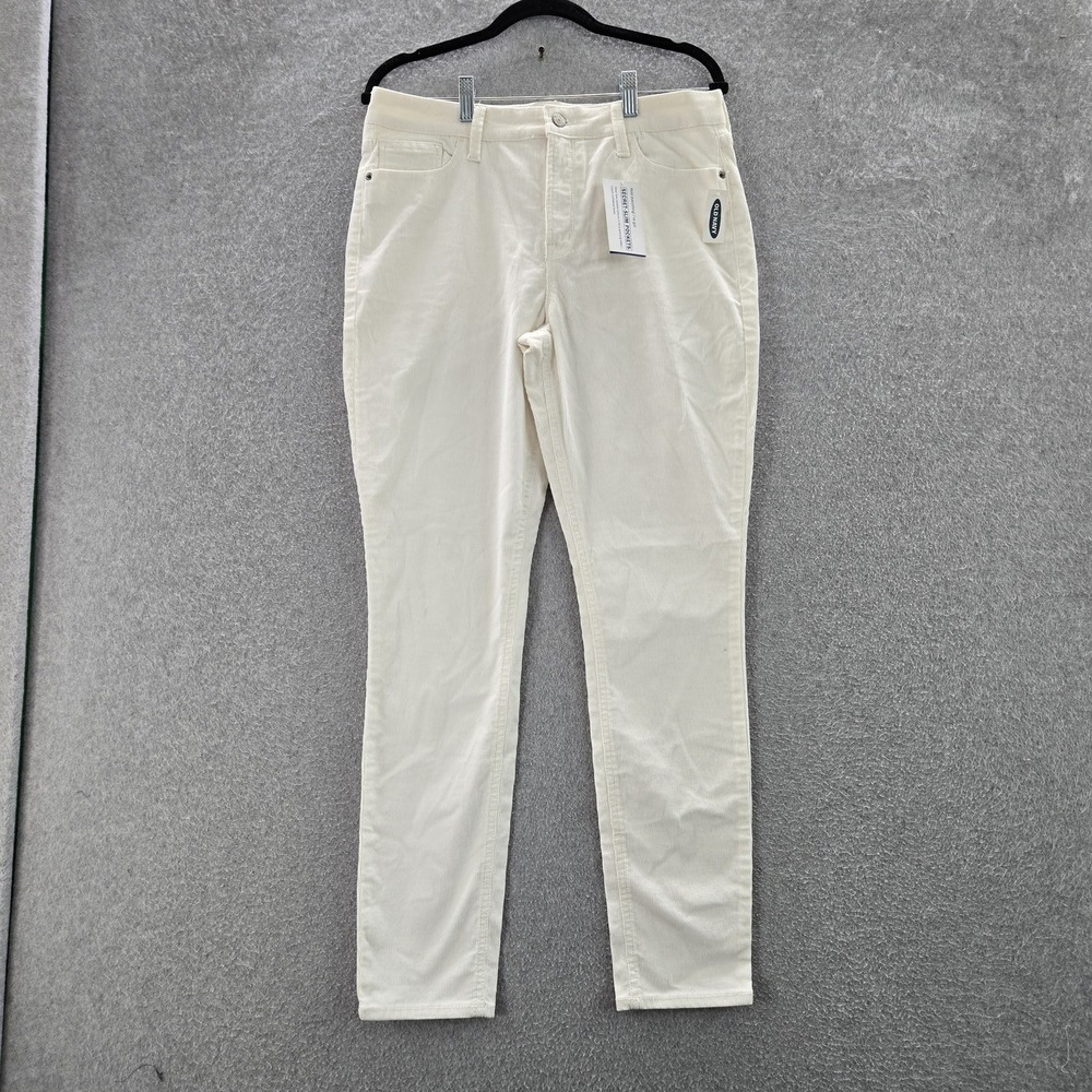 Old Navy Women Jeans 12 White Corduroy Rockstar Super Skinny High Rise 28" NWT